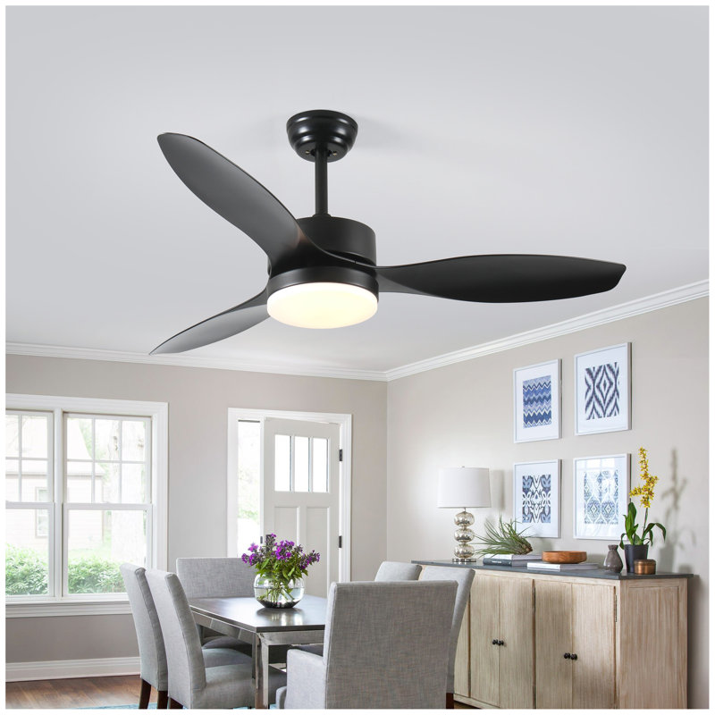 Ventilateur de plafond 52 po intérieur / extérieur avec ensemble de lumières DEL - noir