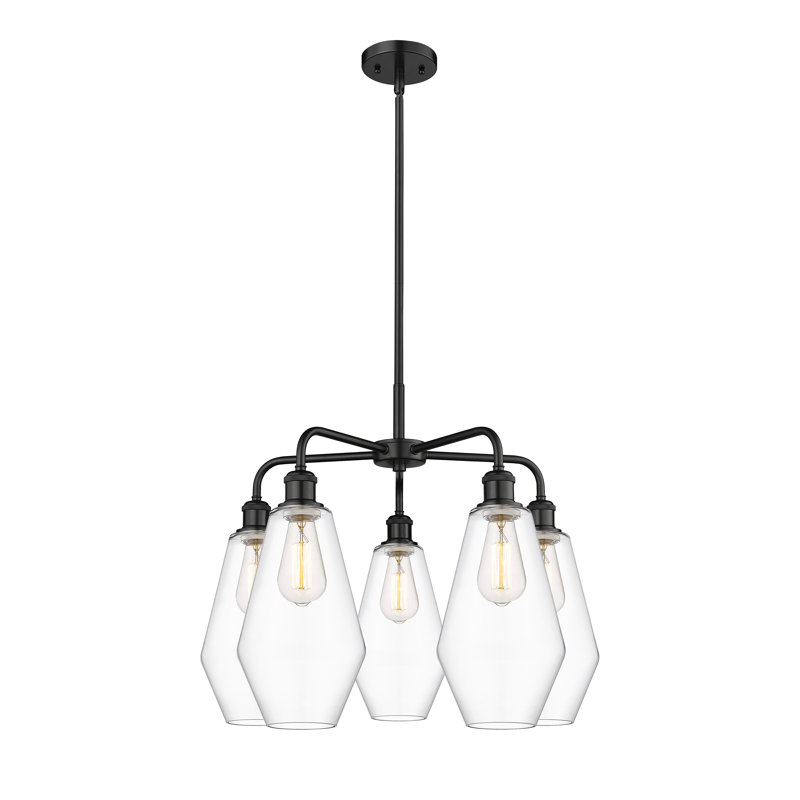 Lustre géométrique à intensité variable en acier à 5 lumières Amylea, Clair, H 20 po x l 25 po x P 25 po, Chrome poli