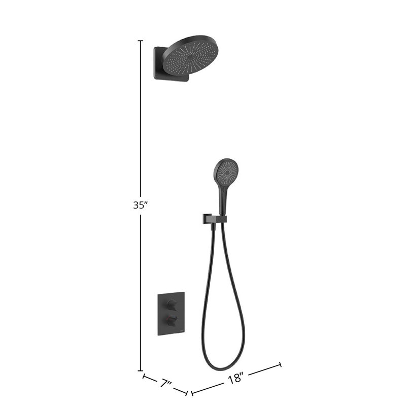 Système de douche en laiton avec douchette à main DAX Capri, Noir