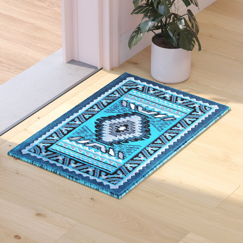 Collection Angie Turquoise Southwestern Western, Rectangle de 2 pi x 3 pi