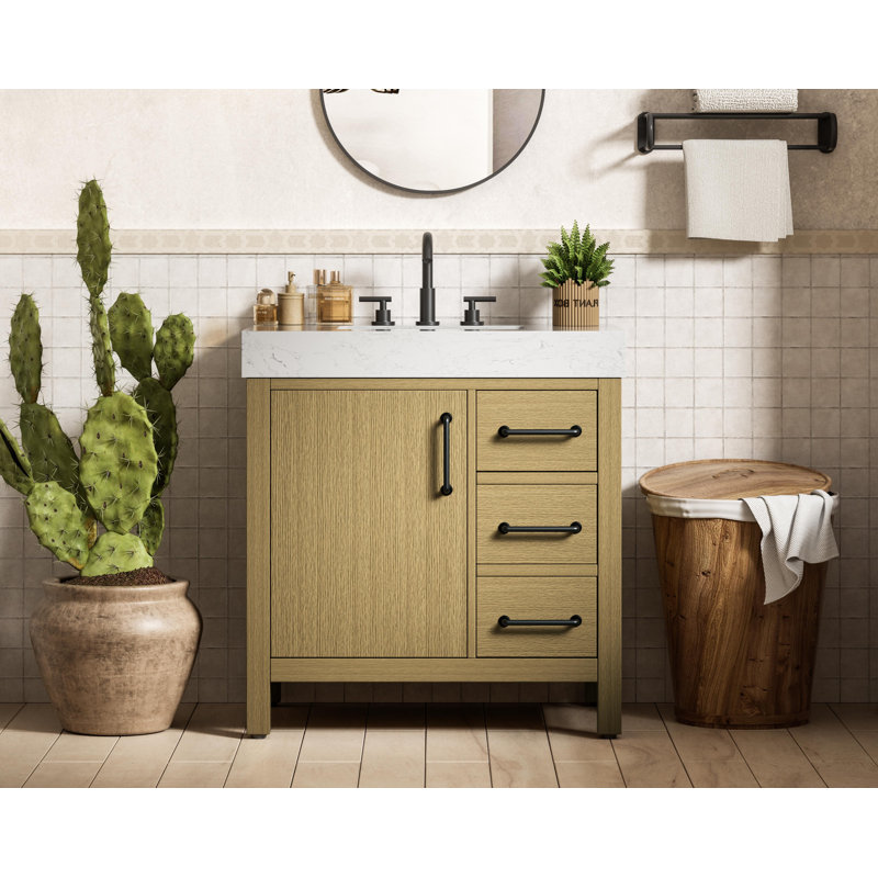 Meuble-lavabo simple 32 po_Traditional_VF60632, Brun miel