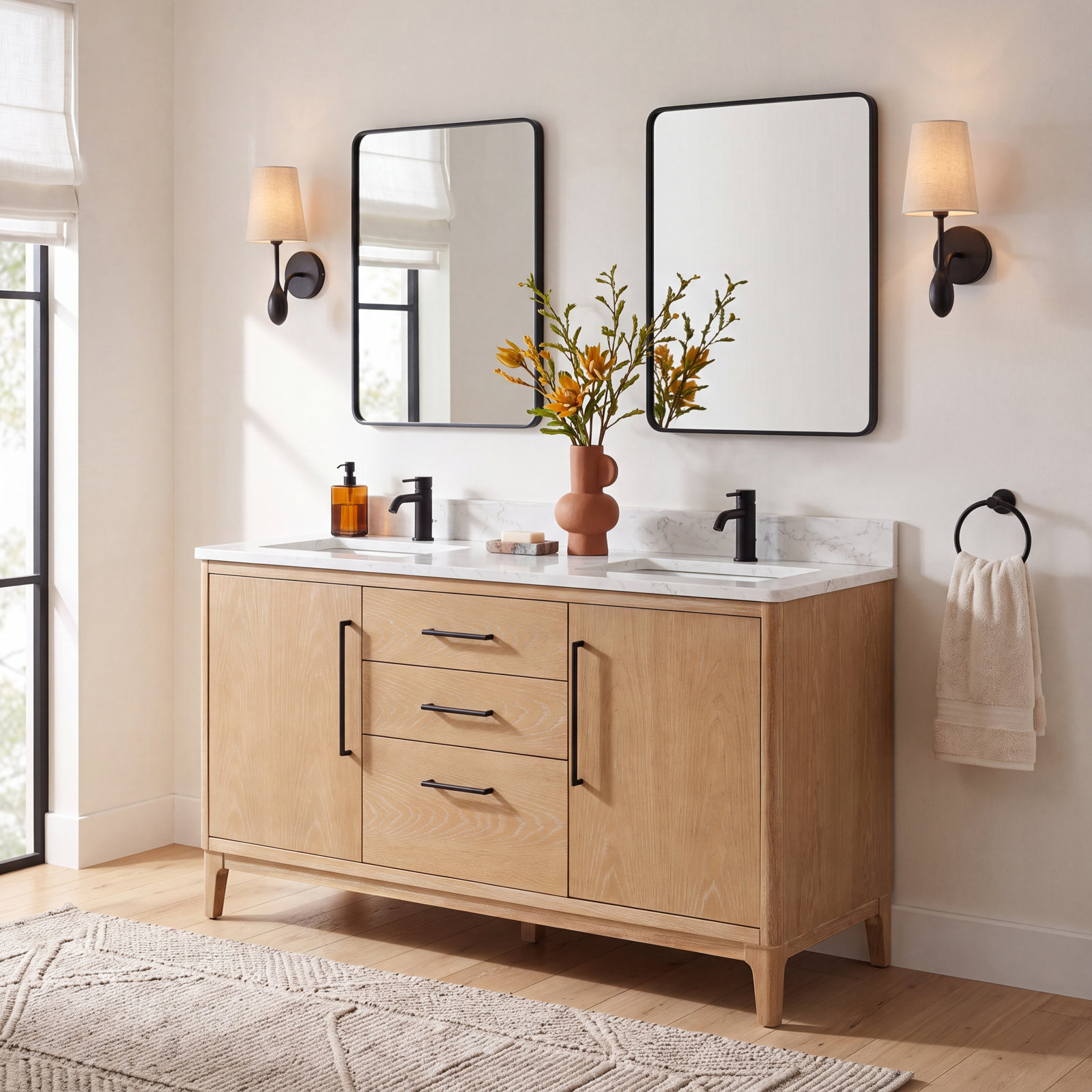 Langosta 60" Double Bathroom Vanity, Washed Ash Gray