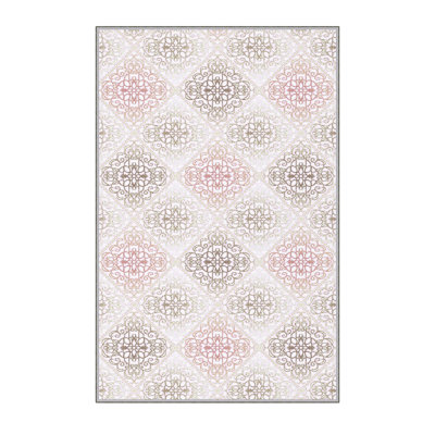 Tapis géométrique en polyester noir / rouge Kandy