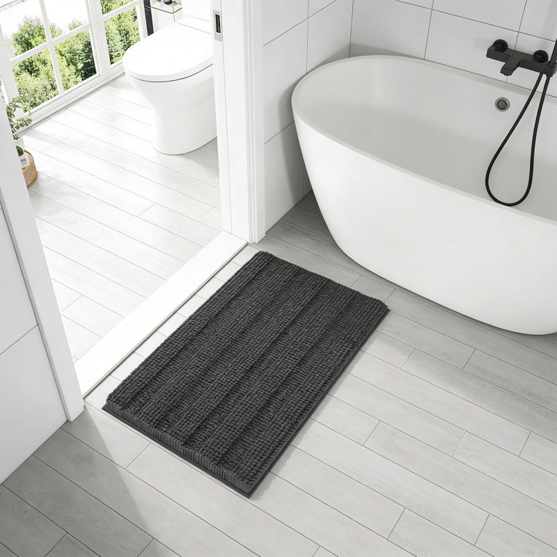 Chenille Bathroom Rugs With Rubber Backing, Soft And Absorbent Bath Mats For Shower, Tub, And Bathroom Floor, Machine Washable