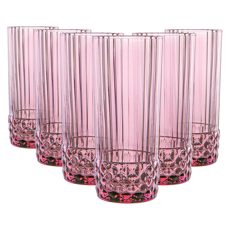 America '20s Highball Glasses, Pink, 12
