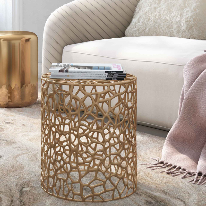 Sophia Tiny Round Gold Aluminum Accent Table