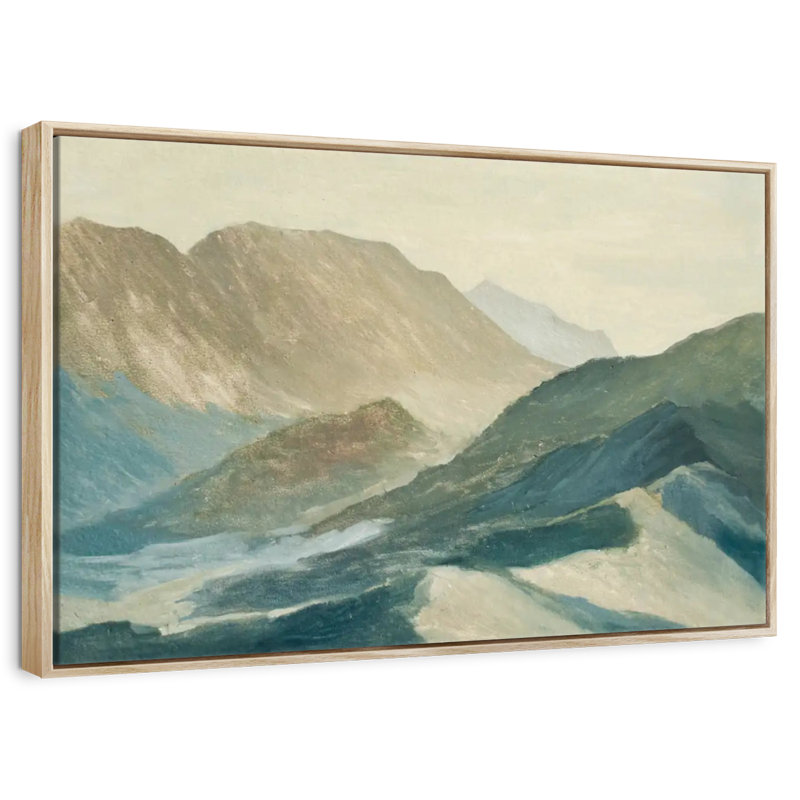 Silhouette de montagne, Cadre flottant en bois naturel, 46 po x 31 po