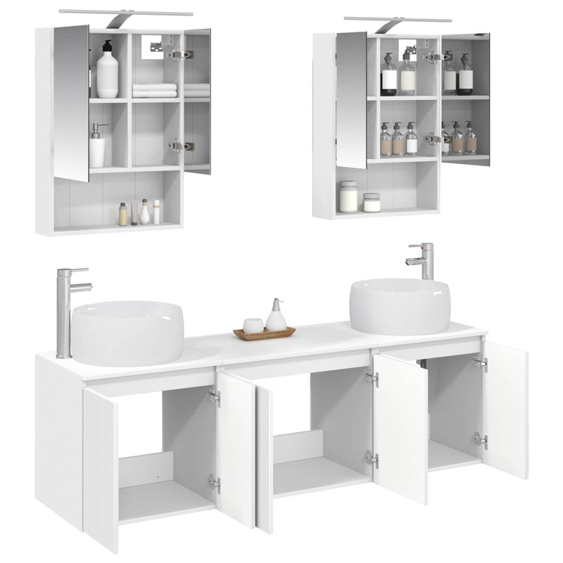 Vanity & Mirror Set, White