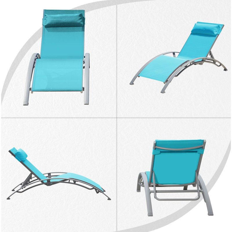 Ensemble de 2 chaises longues pour piscine (2 chaises longues), Lac bleu