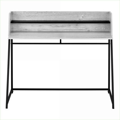 Bureau d'ordinateur avec huche de rangement, bureau en métal stratifié gris moderne L 47,25 po | Gris | Panneau de particules