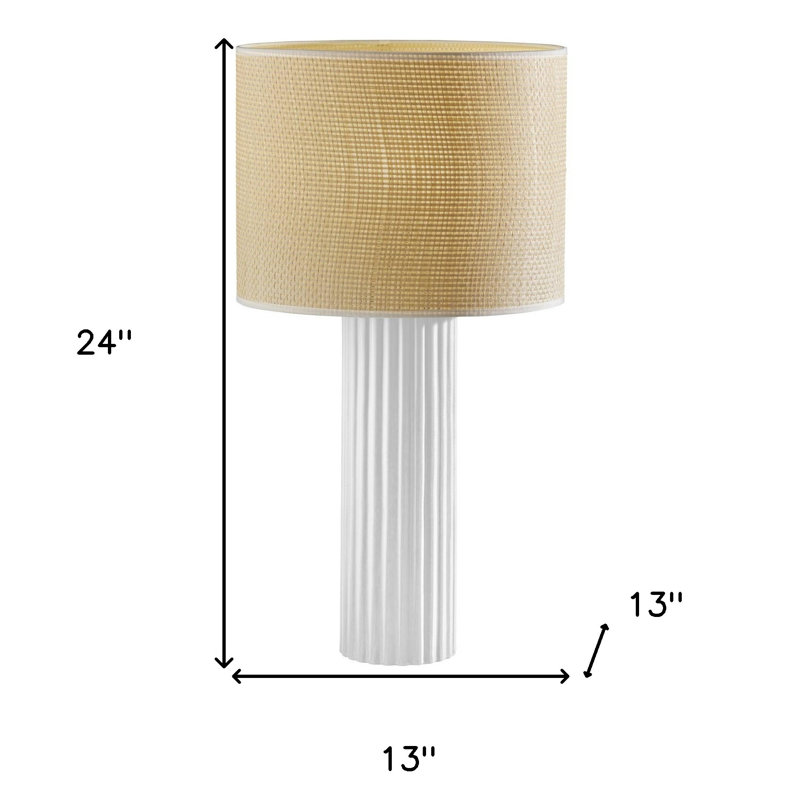 Lampe de table en céramique Aldreth, Blanc côtelé, H 24 po x l 13 po x P 13 po