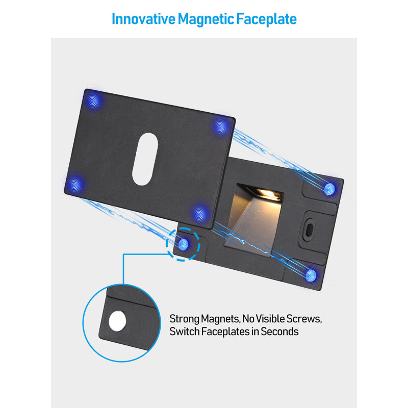 LED Horizontal 5CCT Step Light, Dimmable Indoor Stair Light with Replaceable Magnetic Faceplate, Black