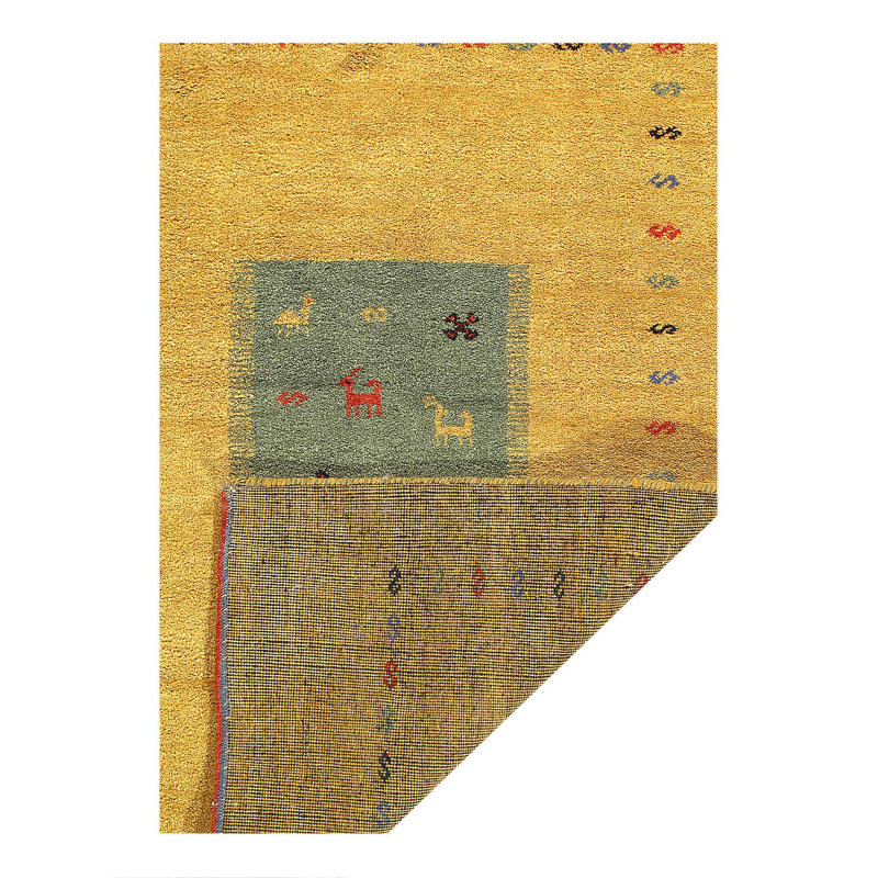 Gold Hand Knotted Gabbeh Rug 4'x 6'
