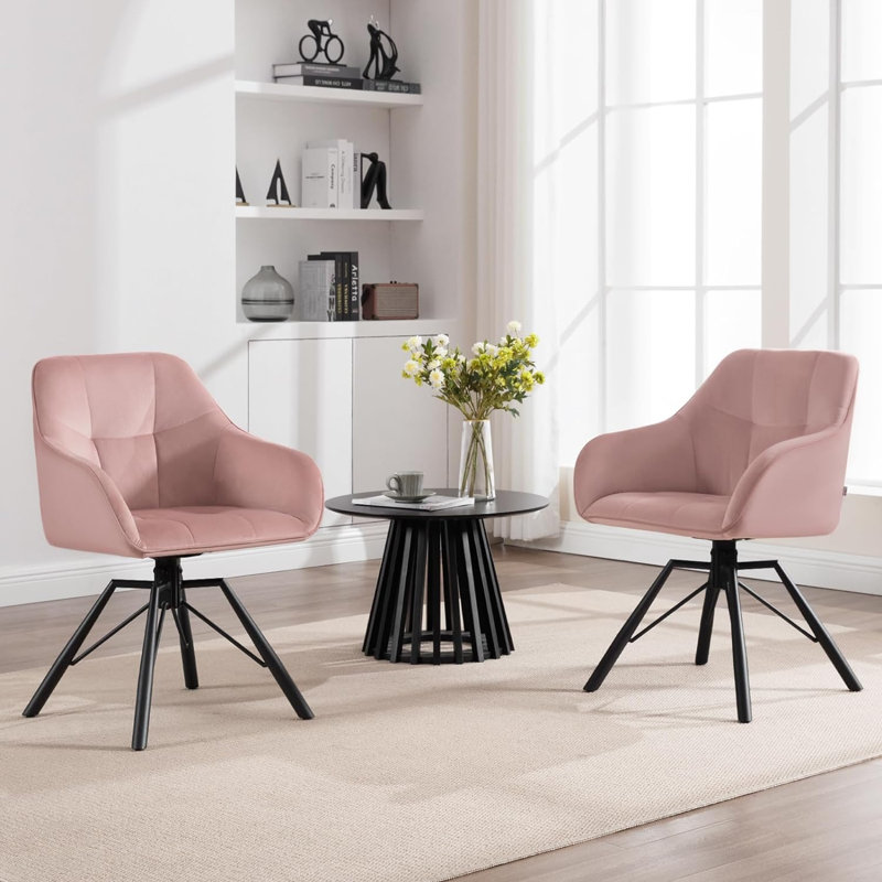 Alliene 48cm H Velvet Upholstered Armchair, Pink, 2