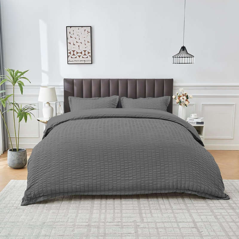 Polyester Duvet Cover Set, King Duvet Cover + 2 Standard Pillowcases, CHARCOAL
