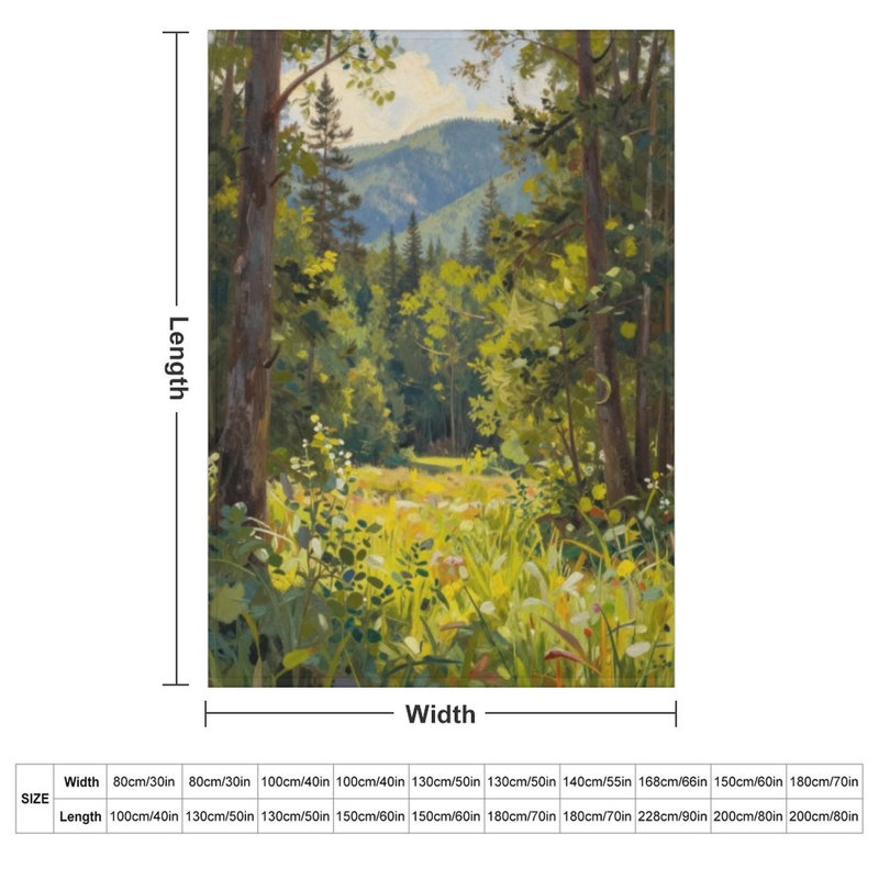 Jeté en flanelle Sunlit Forest Meadow, 50 x 60 po