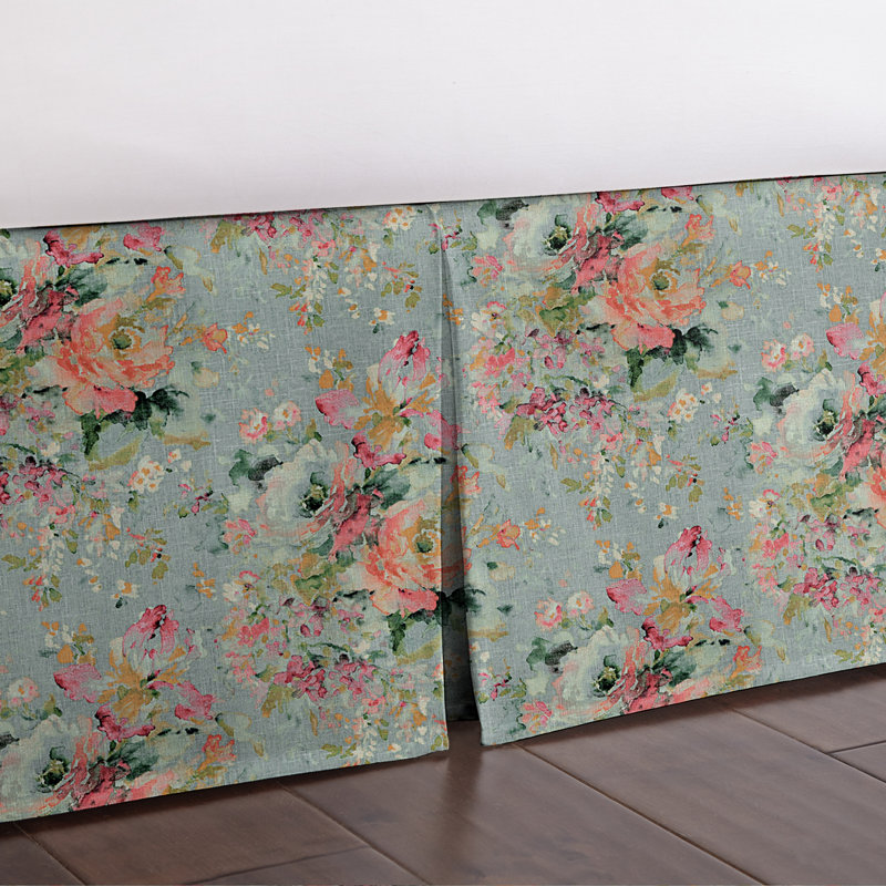 Jupe de lit Blossom, 15", Simple, Bleu/rose