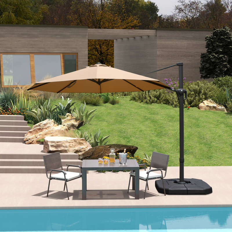 Parasol en porte-à-faux Deniah, Beige, H 100 po x l 114,57 po x P 114,57 po