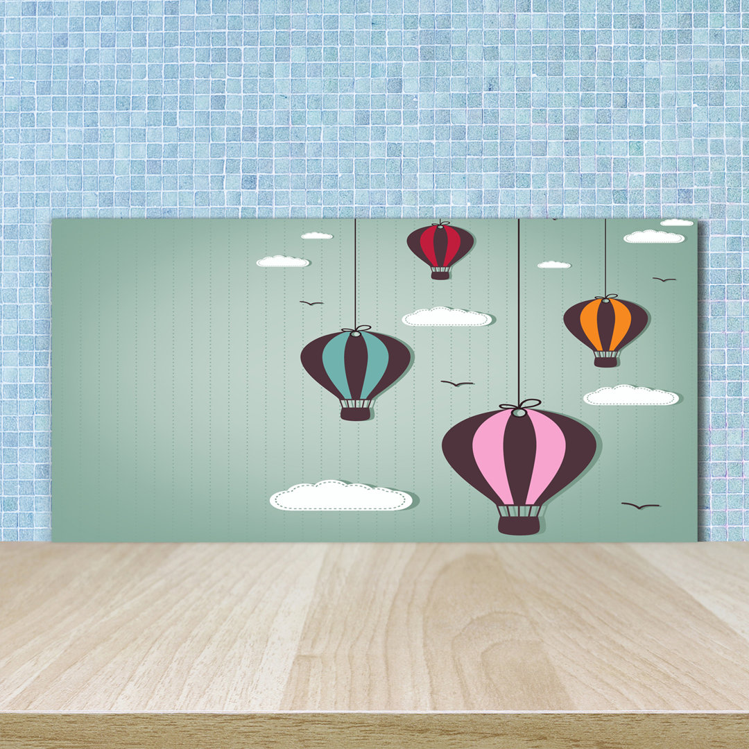 50 cm x 100 cm Glas Spritzschutzpaneel Flying Balloons