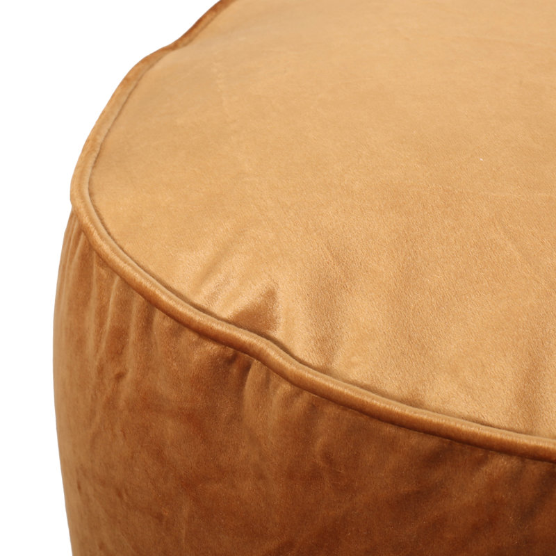 Ottoman Cylinder Pouf - 16x16x16 Modern Floor/Ottoman Use | APRICOT PU | Velvet, Brown