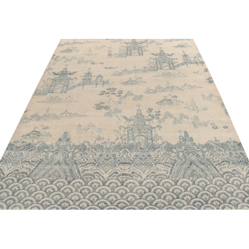 Distressed Homage Hand Knotted Wool Geometric Area Rug, Rectangle 15' x 24'