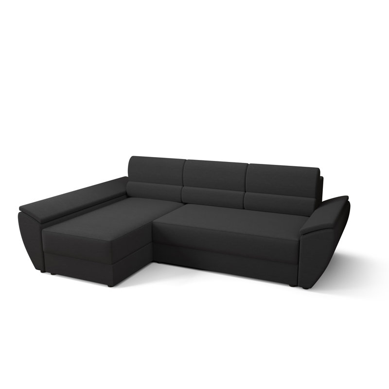 Sreenika 3 Seater Corner Sofa , Left -sided, Black - Rainbow27