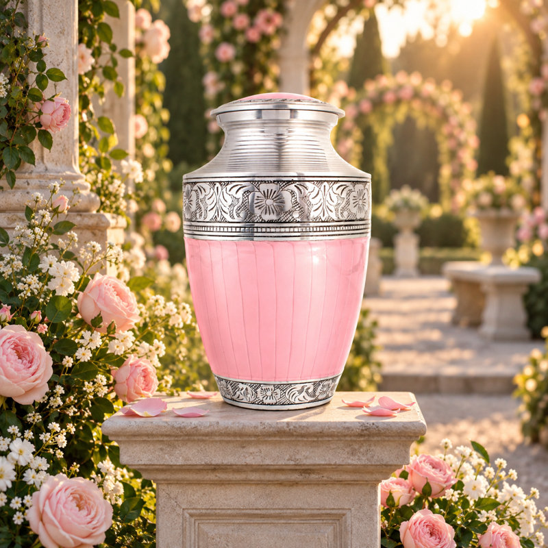 Urne de foyer pour cendres Humain Alpha Living Home, 200+ cu, argent rose, Pink