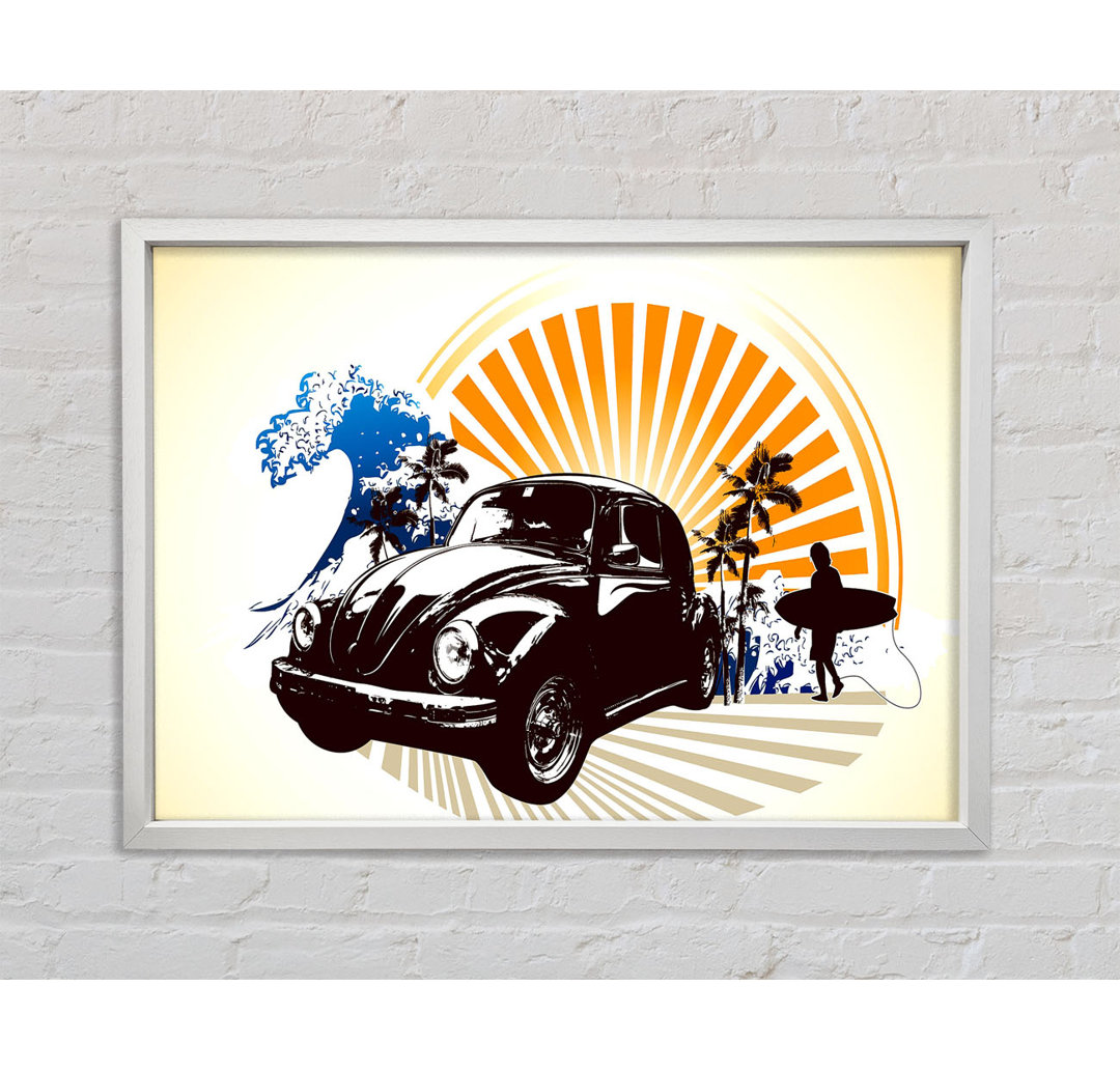 Vintage Volkswagen Beetle - Einzelner Bilderrahmen Kunstdrucke auf Leinwand