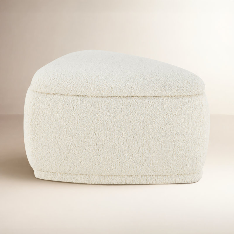 Adna 26.5'' Triangular Upholstered Storage Ottoman, Aries Cream Sherpa