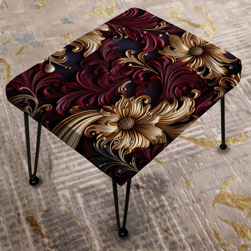Opulent Victorian Scrollwork Victorian Pattern - Damask Rectangle Ottoman