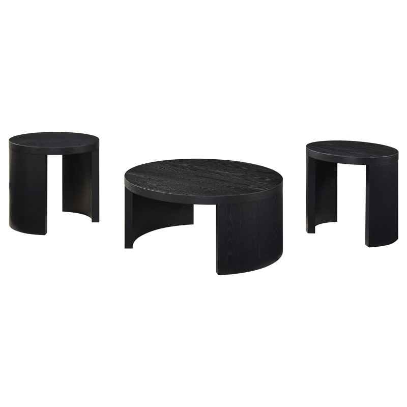Ensemble de tables basses 3 pièces Wictor, 3 pièces: table basse, 2 tables de bout, Noir