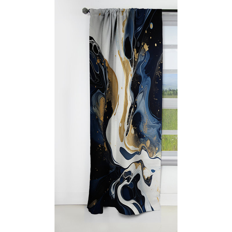Rideau occultant abstrait à encre liquide Carlot - 1 panneaux, L 52 po x L 63 po