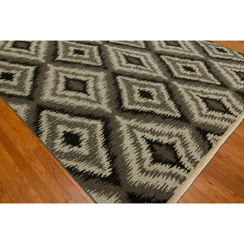 Liya Wool Ikat Area Rug in Gray, Rectangle 2' x 3'