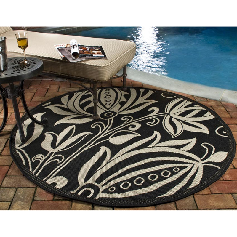 Herefordshire Performance Floral Indoor/Outdoor Area Rug, Round 6'7"