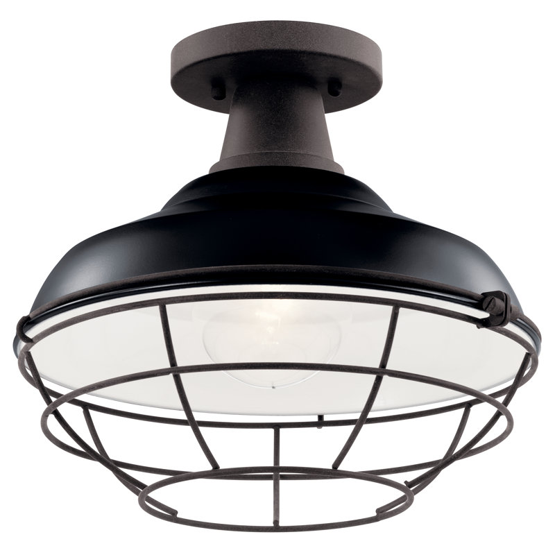 Luminaire suspendu d'extérieur Helmtrud / semi-encastré 1Lt, Noir, H 47 po x l 12,5 po x P 12,5 po