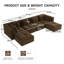 Canapé modulaire en U en velours côtelé 6 pièces avec 2 repose-pieds, conception capitonnée, sans assemblage-389385131
