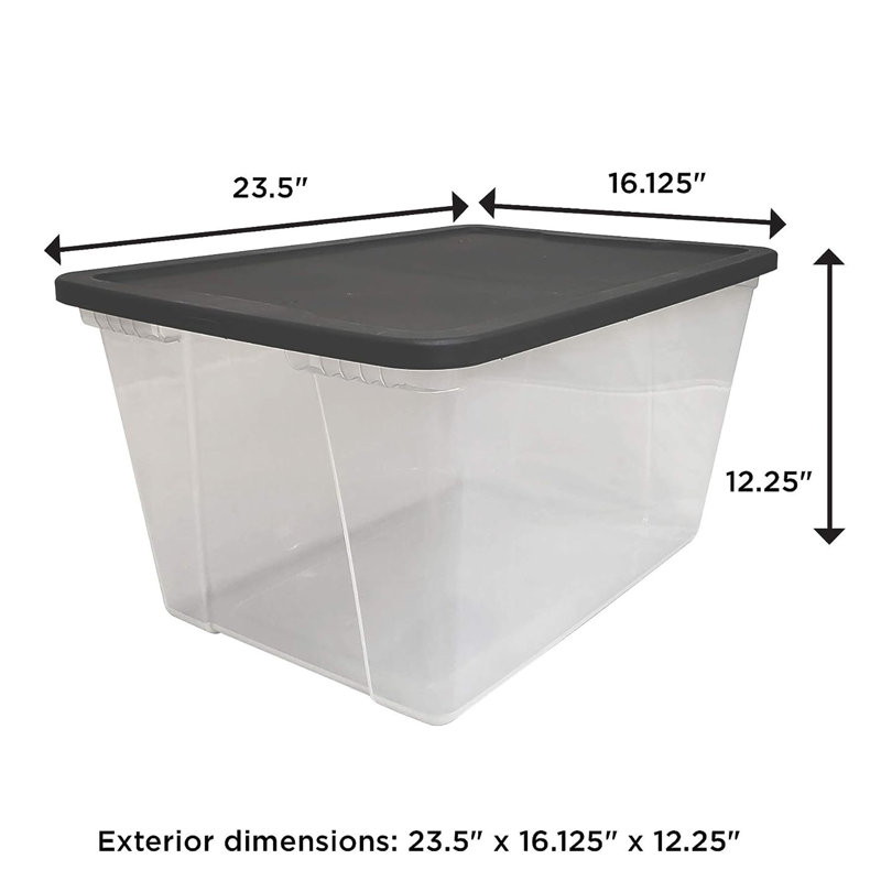 Homz Stackable Plastic Storage Container, Gray, 56 QT, 2 Pack