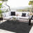 Large Outdoor Camping Rug 9x18 Vintage Floral Reversible Outdoor Carpet, Foldable Retro Plastic Straw Rug, Portable Outside Patio Rugs Floor Mat for Porch, Beach, Balcony,Vintage-Black&Grey-1538626101-1538626103