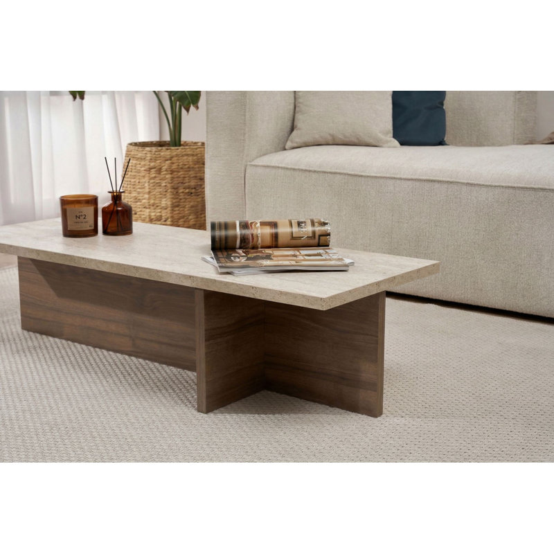 Coffee Table, Travertine Venezia Walnut