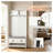 Entryway Hall Tree with Bench, Shoe Storage, and Drawers, White MDF Coat Rack Organizer