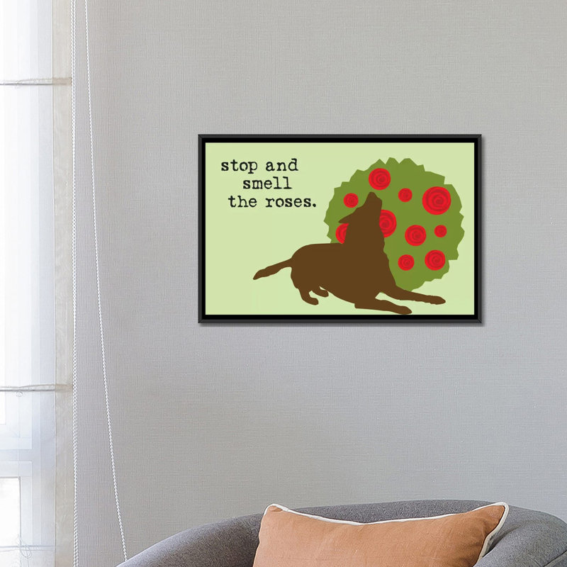 «Smell the Roses», impression sur toile, H 18 po x l 26 po x P 1,5 po, Toile avec cadre noir, Pas de tapis