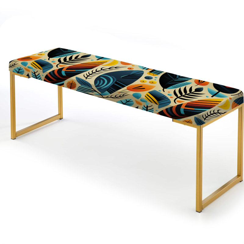 Banc rembourré géométrique beige et bleu Urban Chic Geometric, Beige And Blue Urban Chic Geometric - Geometric 