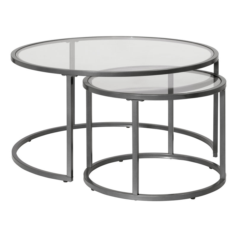 Table basse Emmi, Étain / verre transparent