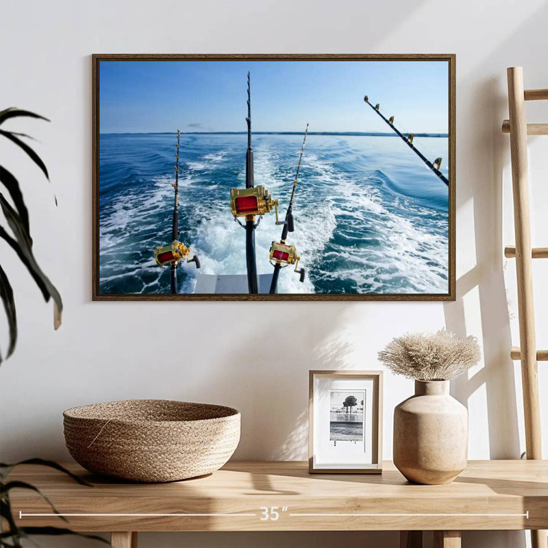 Pêche au gros, 25 po x 17 po, Cadre flottant noyer