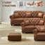 Canapé Chesterfield avec capitonnage à boutons Mid-Century 63 po avec garniture cloutée-627451142