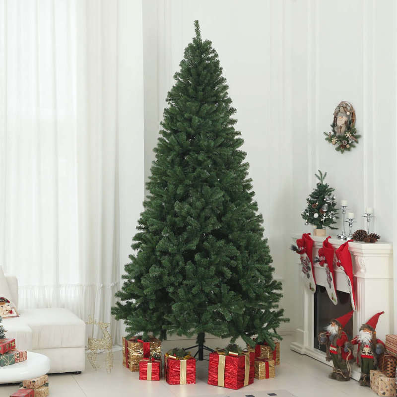Arbre de Noël artificiel à ouverture automatique 6 / 7,5 / 9 pi avec extrémités de branches et base en acier, 9'