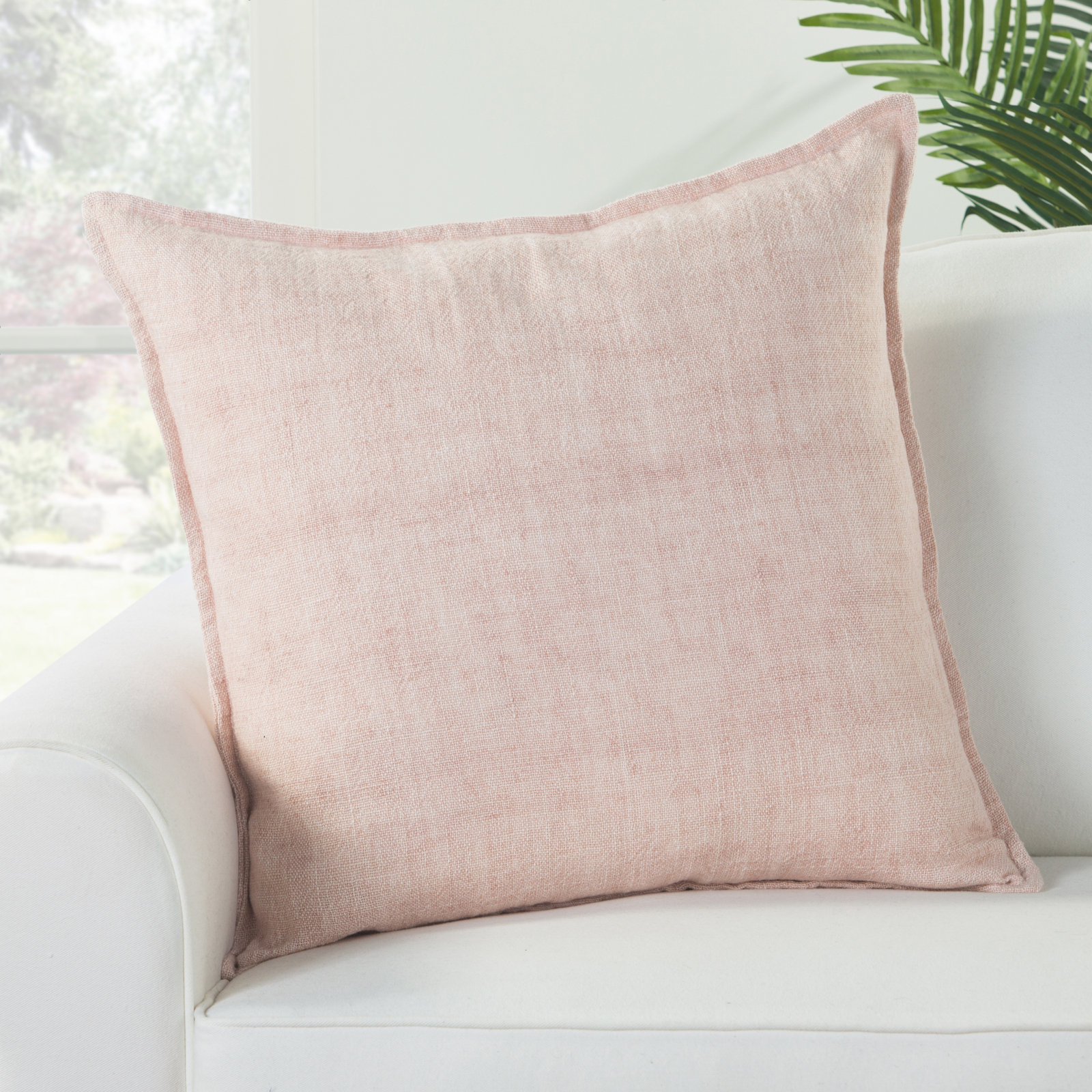 Burbank Square Pillow, Down, Light Pink, 22" x 22"