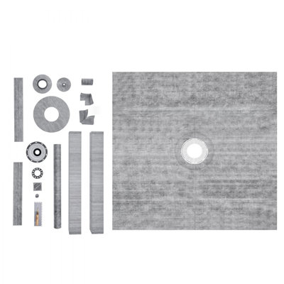 Ensemble de bordure de douche, ensemble de panneau de douche 72 po x 72 po avec bride centrale en ABS de 2 po, grille en acier inoxydable de 4 po, bordure et bande de douche imperméables, bâtons de pente de pan de douche convenant à la salle de bain