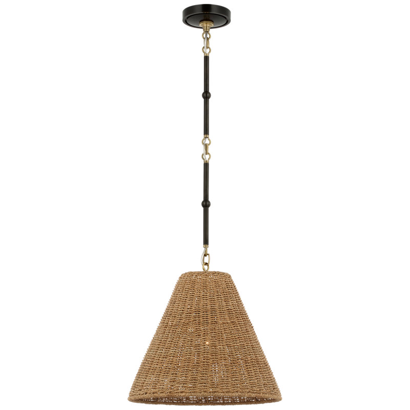 Goodman Pendant by Thomas O'Brien, 12.75" H x 15" W x 15" D, Toast, Bronze/Hand Rubbed Antique Brass