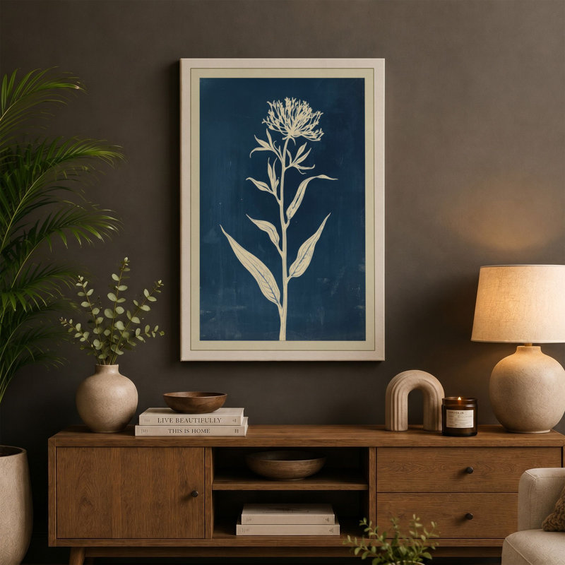 Study in Blue Botanical - Wrapped Canvas, 24x16 - 61.0 x 40.6 cm, White Border